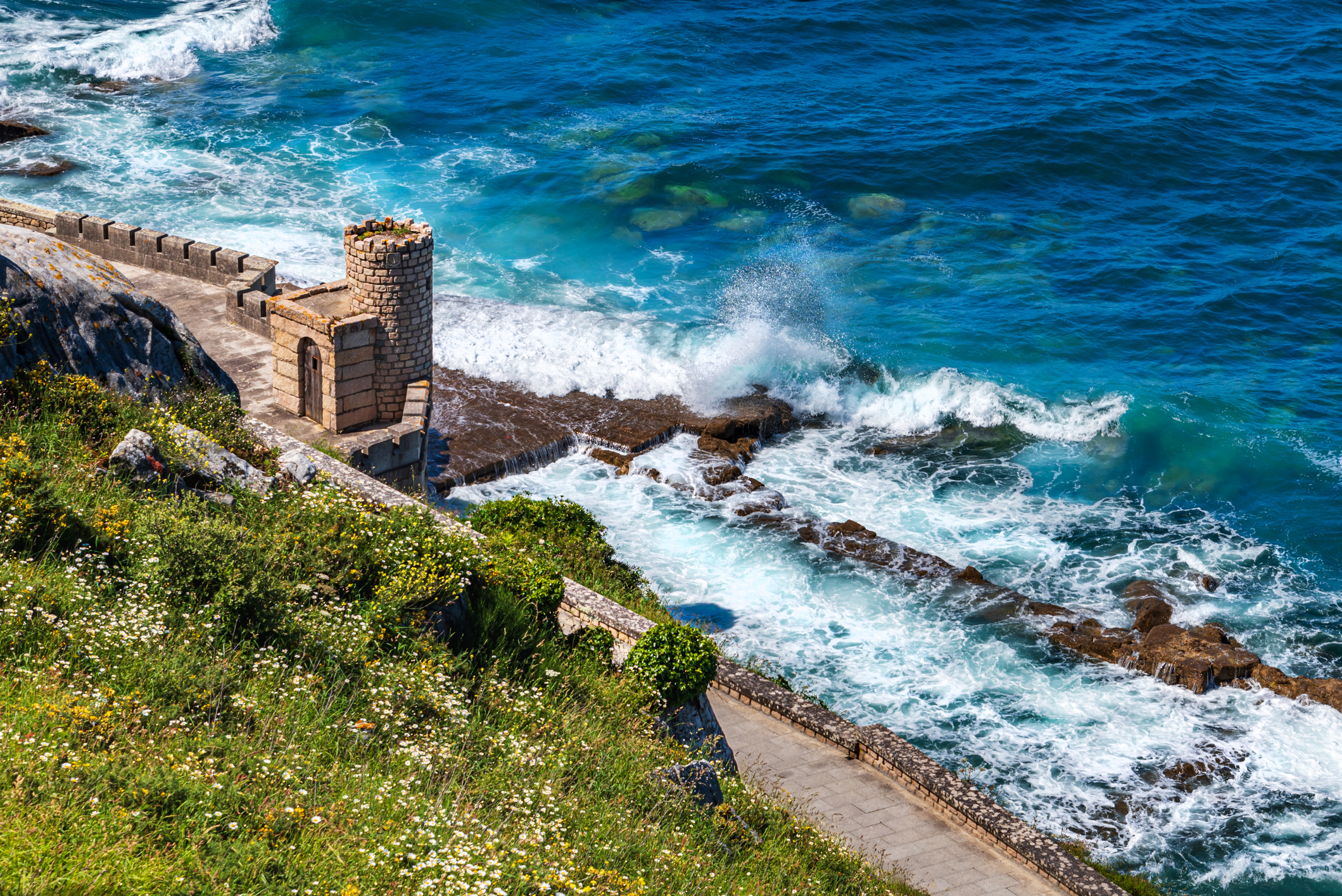 Cetárea de Serrapio, old seafood farm on the Monte Boi promenade, Baiona, Pontevedra.